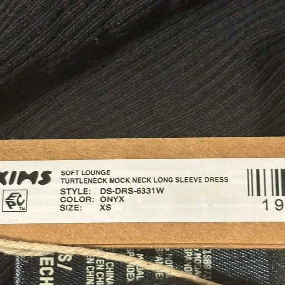 NWT SKIMS Black soft lounge mock turtleneck sleeve dress - Picture 8 of 8